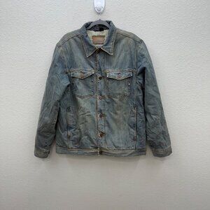 VTG Oakley Industrial Denim Y2K Sherpa Lined Distressed Jean Jacket Mens Large
